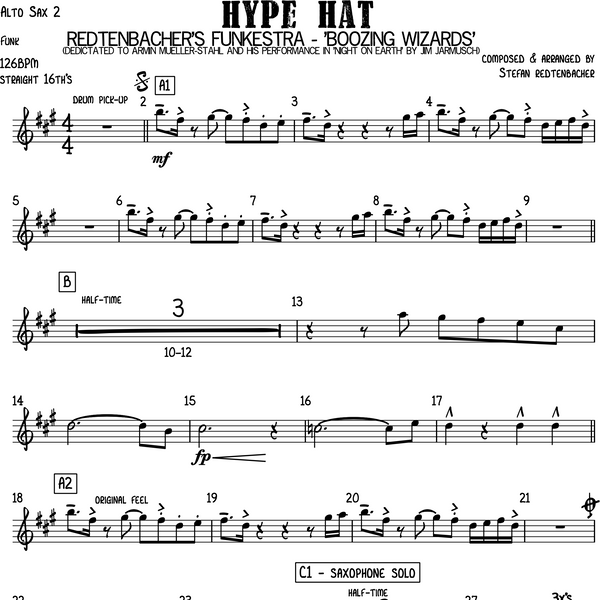 Hype Hat | Big Band score + parts | Redtenbacher's Funkestra